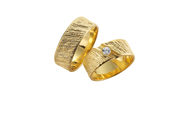 05142+05143-wedding rings, gold 750 and a brillant